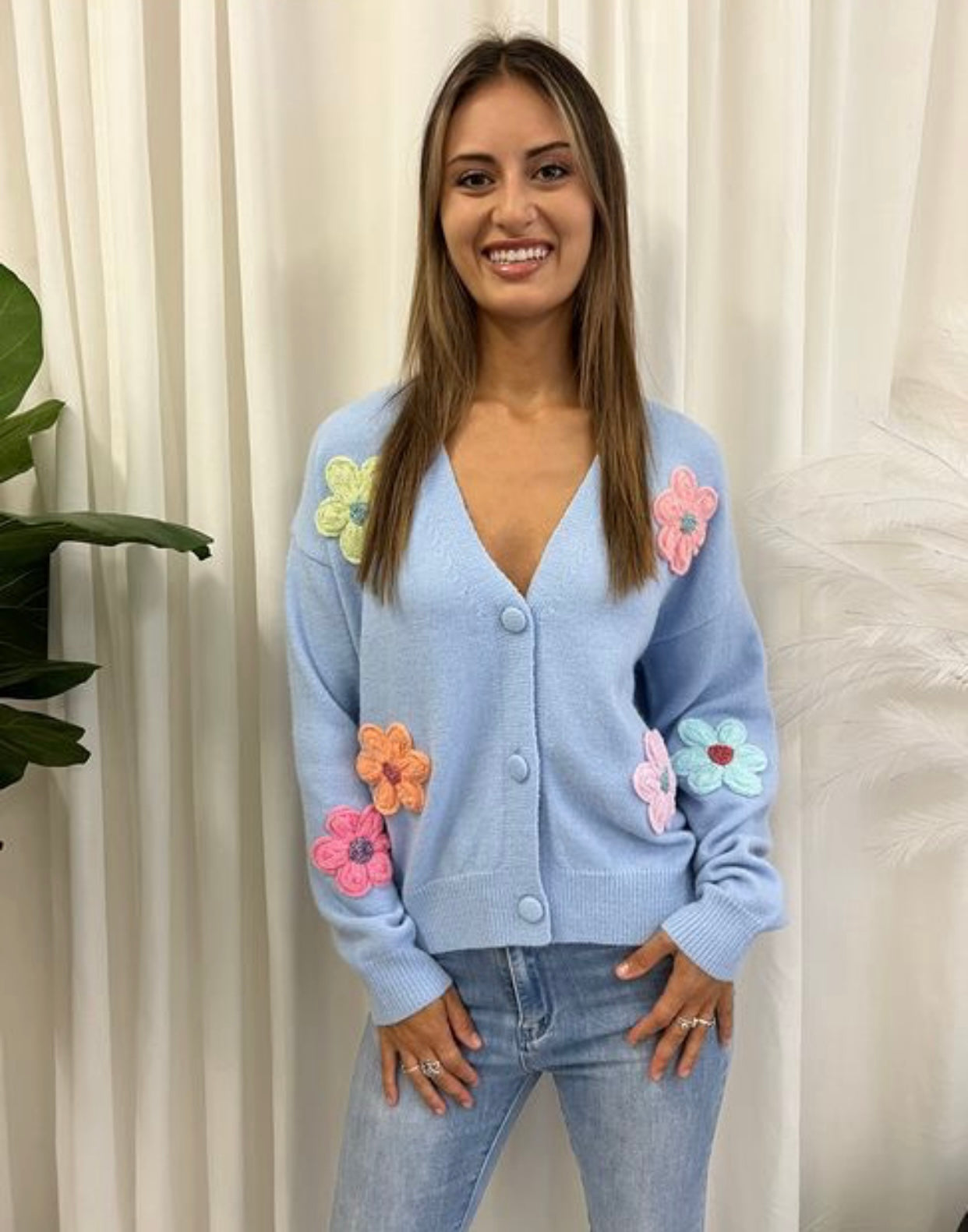 Miracle Short Buttonup Flowered Cardigan