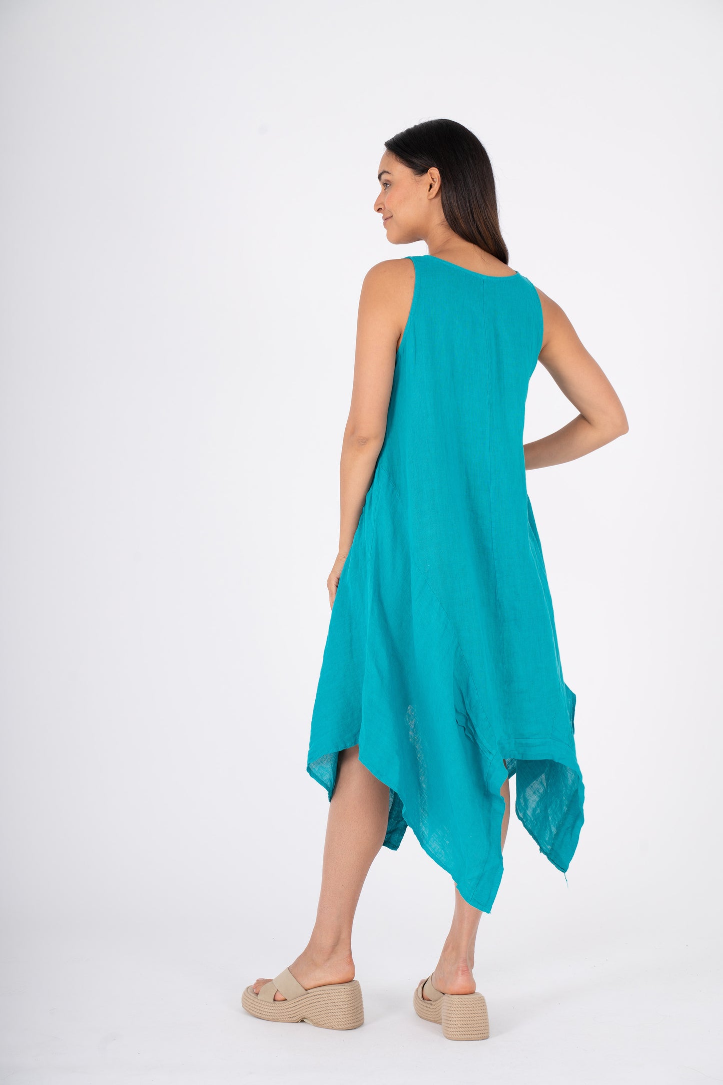 M Made in Italy:  Linen asymmetrical dress