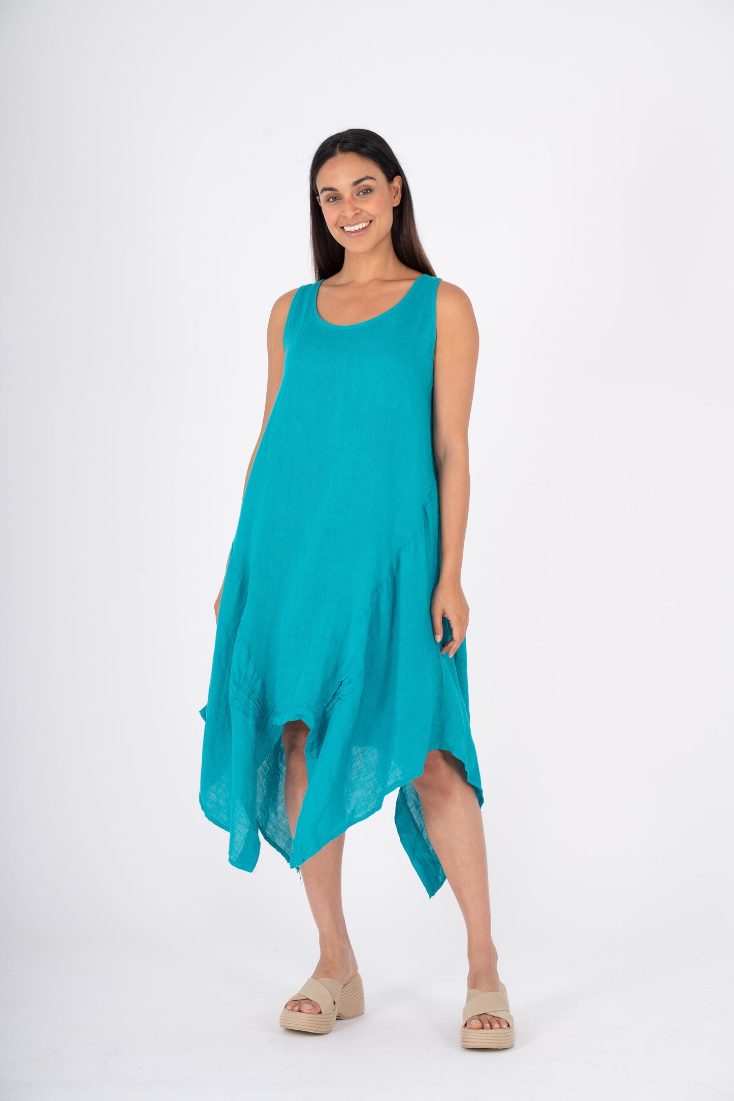 M Made in Italy:  Linen asymmetrical dress