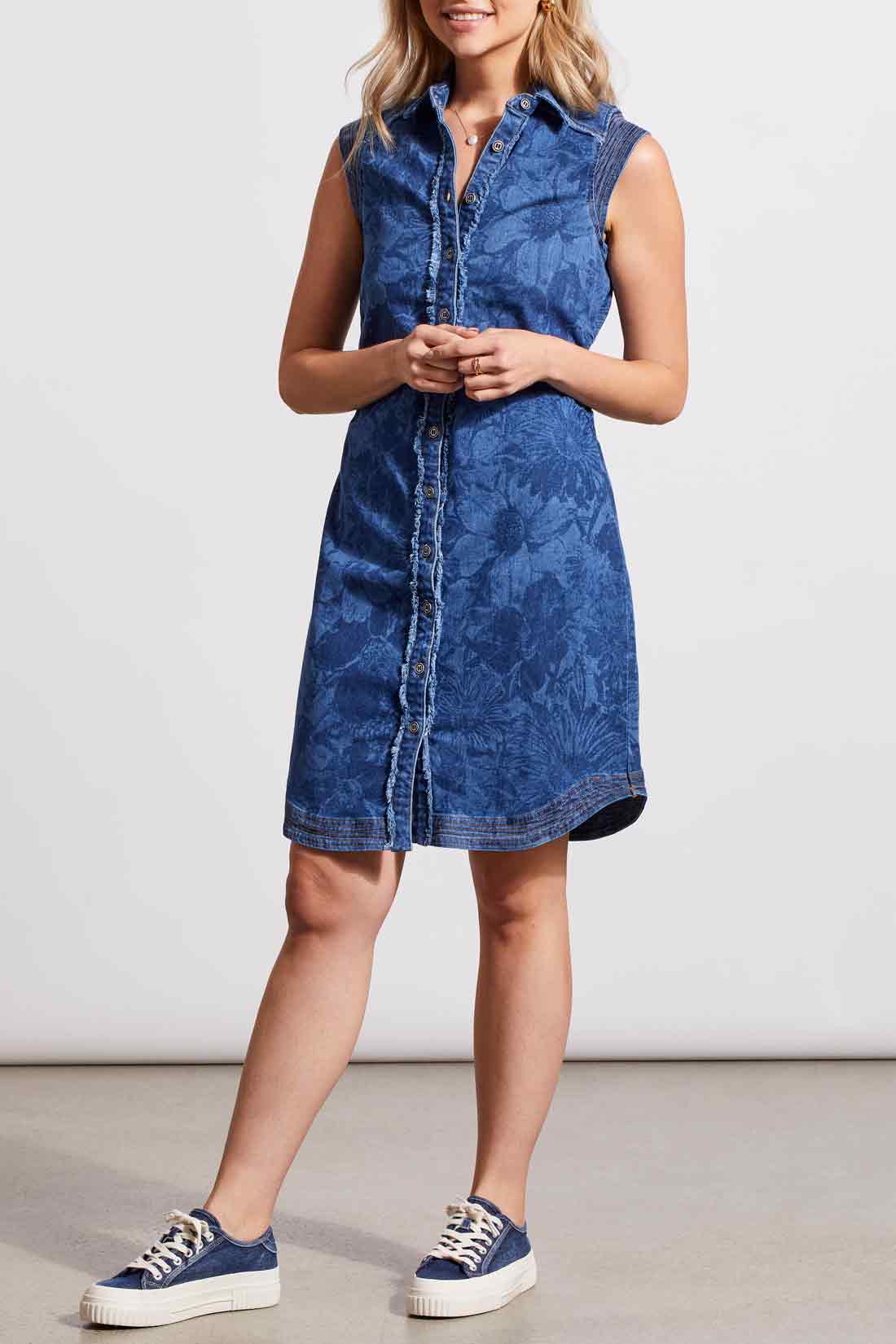 Tribal: Sleeveless Denim Printed Dress