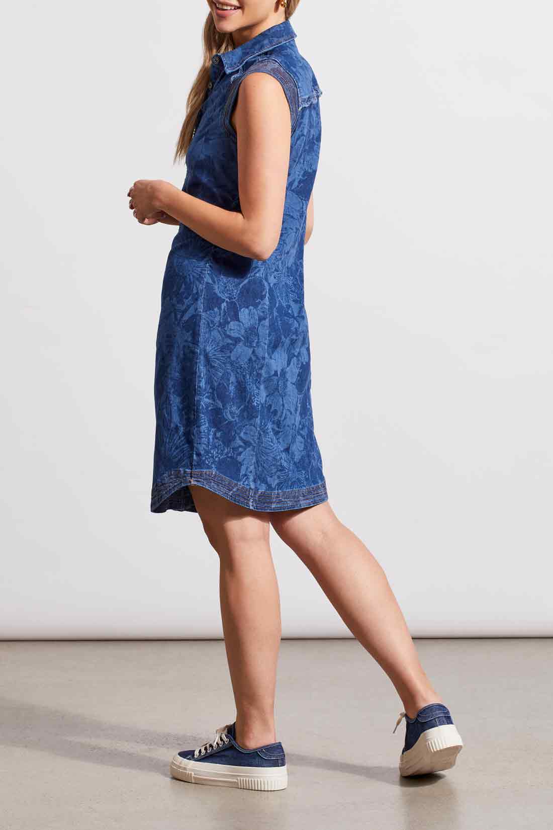 Tribal: Sleeveless Denim Printed Dress