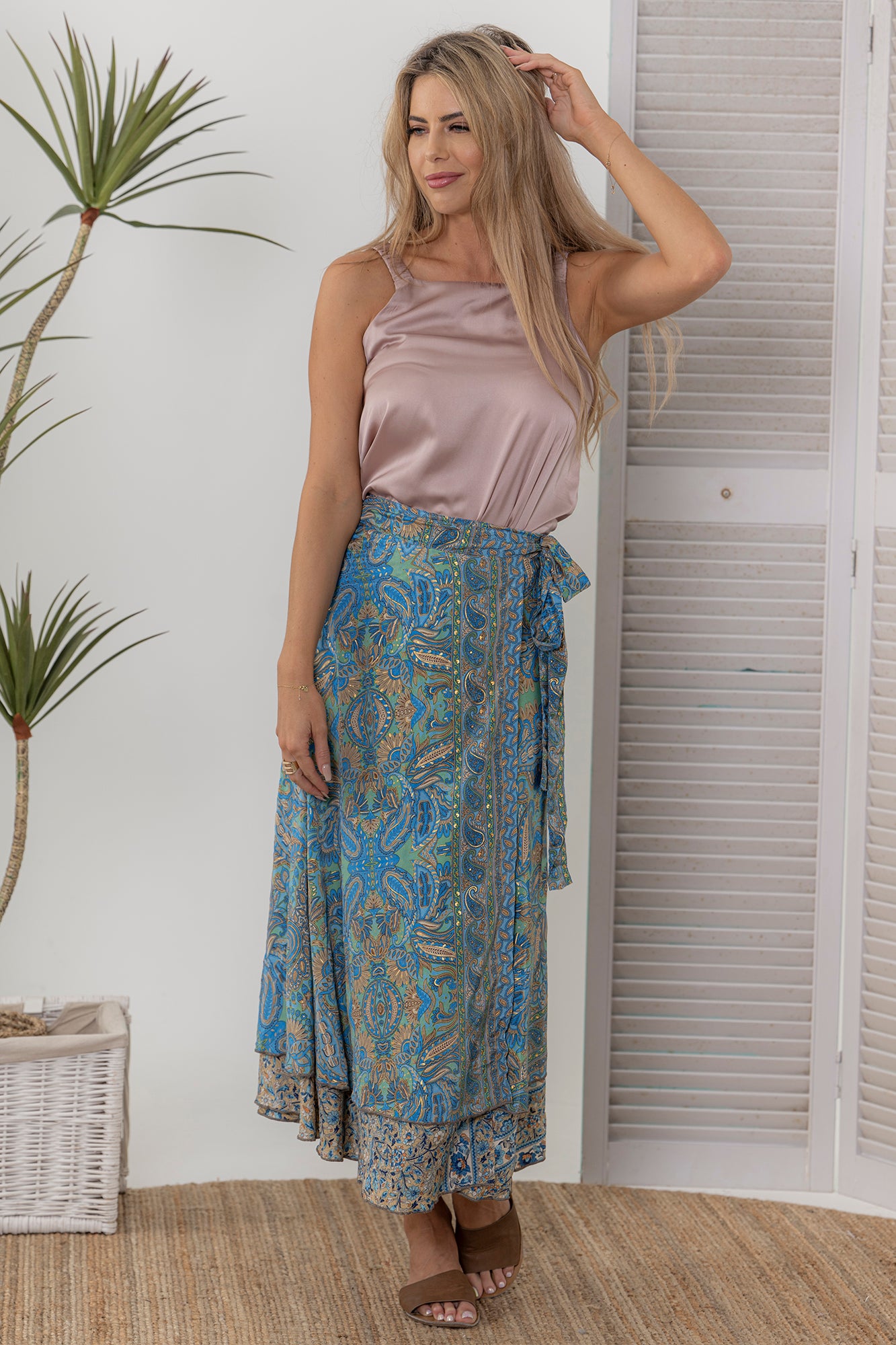 Cienna: Silk blend Maxi Wrap Skirt
