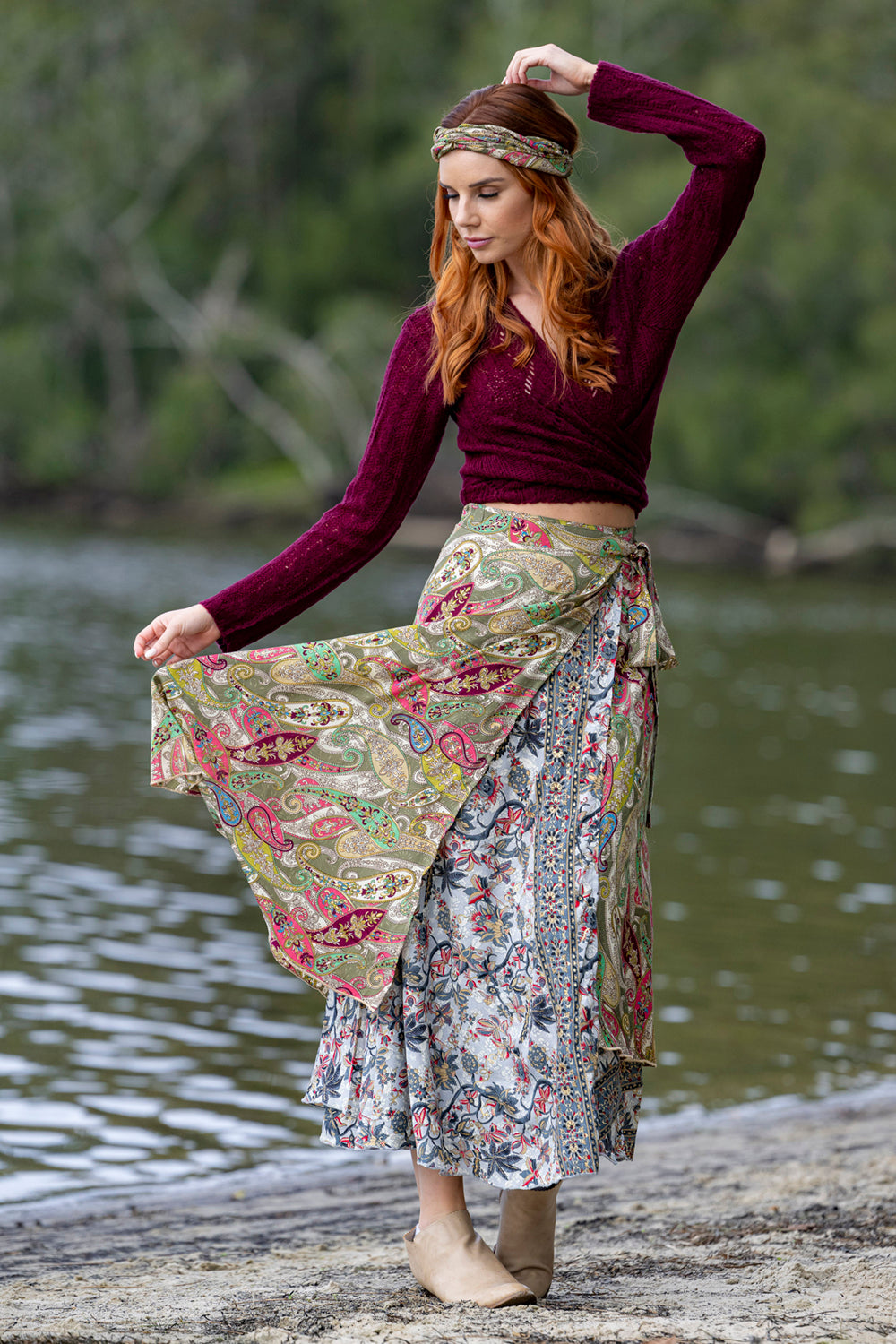 Cienna: Silk blend Maxi Wrap Skirt
