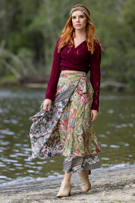 Cienna: Silk blend Maxi Wrap Skirt